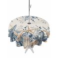 thumbnail image 1 of Outdoor Tablecloths with Umbrella Hole & Zipper, Blue Eucalyptus Coastal Round Tablecloth 54 Inch, Beach Starfish Shell Nautical Rustic Waterproof Table Cloth, Patio/Pool/Picnic Table Covers, 1 of 8