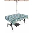 thumbnail image 1 of Outdoor Tablecloths with Umbrella Hole & Zipper, Blue Flowers 60 x102 Inch Rectangle Tablecloths, Farmhouse Country Abstract Floral Patterned Waterproof Table Cloth, Patio/Pool/Picnic Table Covers, 1 of 8