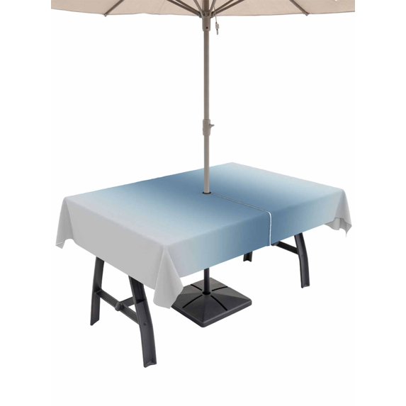 Outdoor Tablecloths with Umbrella Hole & Zipper, Blue Grey Ombre 54x80 Inch Tablecloth Rectangle, Farmhouse Gradient Minimalist Waterproof Table Cloth, Patio/Pool/Picnic Table Covers
