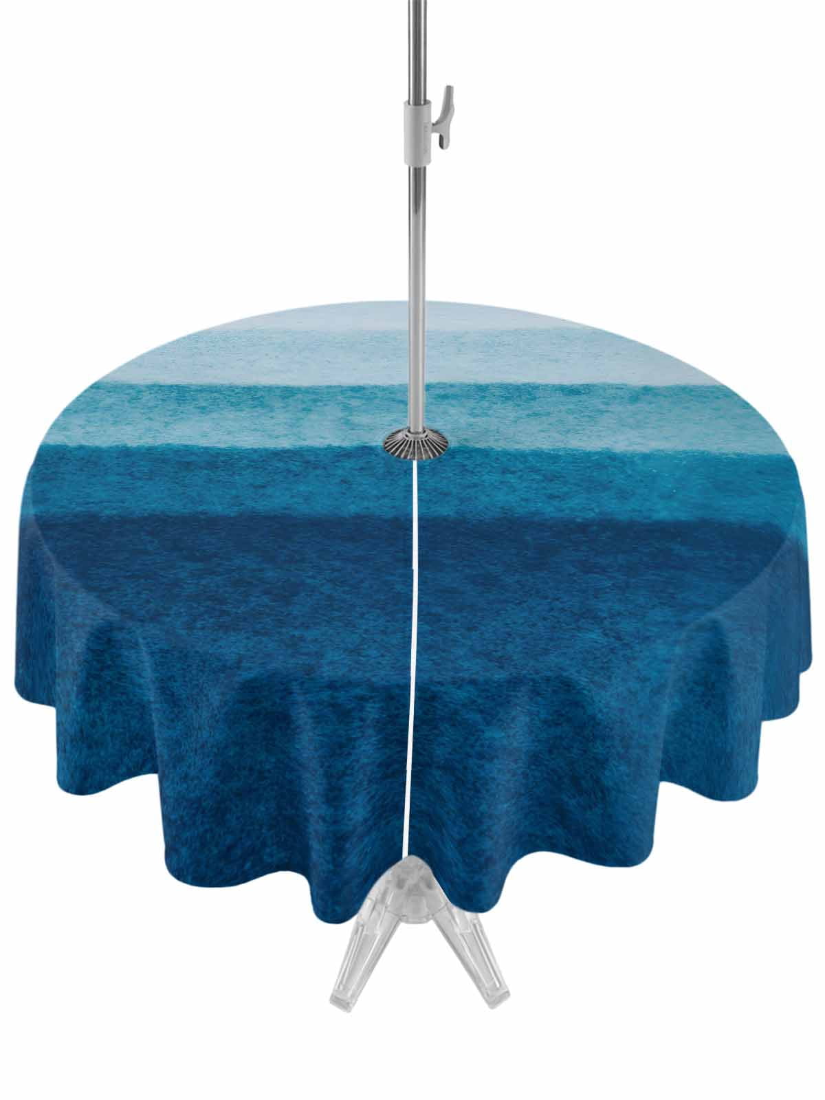 Pool Table Tablecloth Outdoor Tablecloths with Umbrella Hole & Zipper, Blue Ombre Round ...