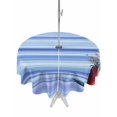 thumbnail image 1 of Outdoor Tablecloths with Umbrella Hole & Zipper, Blue Ombre Striped Daisy Round Tablecloths 60 Inch, Vintage Flowers Abstract Art Waterproof Table Cloth, Patio/Pool/Picnic Table Covers, 1 of 8