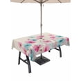 thumbnail image 1 of Outdoor Tablecloths with Umbrella Hole & Zipper, Blue Pink Flowers Rectangle Tablecloth 52x70 Inch, Spring Garden Floral Rustic Burlap Waterproof Table Cloth, Patio/Pool/Picnic Table Covers, 1 of 8