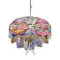 thumbnail image 1 of Outdoor Tablecloths with Umbrella Hole & Zipper, Blue Purple Gnomes Round Tablecloths 60 Inch, Spring Vintage Hydrangea Flower Leaf Waterproof Table Cloth, Patio/Pool/Picnic Table Covers, 1 of 8