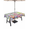 thumbnail image 1 of Outdoor Tablecloths with Umbrella Hole & Zipper, Blue Purple Gnomes Tablecloth Rectangle 60x84 Inch, Spring Hydrangea Flower Leaf Green Plaid Waterproof Table Cloth, Patio/Pool/Picnic Table Covers, 1 of 8