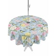 thumbnail image 1 of Outdoor Tablecloths with Umbrella Hole & Zipper, Blue Spring Floral Round Tablecloths 60 Inch, Elegant Farmhouse Flowers Birds Watercolor Waterproof Table Cloth, Patio/Pool/Picnic Table Covers, 1 of 8