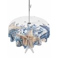 thumbnail image 1 of Outdoor Tablecloths with Umbrella Hole & Zipper, Blue Starfish Coastal Round Tablecloth 54 Inch, Eucalyptus Summer Nautical Shell Ocean Waterproof Table Cloth, Patio/Pool/Picnic Table Covers, 1 of 8