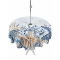 thumbnail image 1 of Outdoor Tablecloths with Umbrella Hole & Zipper, Blue Starfish Coastal Round Tablecloth 54 Inch, Eucalyptus Summer Nautical Shell Waterproof Table Cloth, Patio/Pool/Picnic Table Covers, 1 of 8