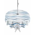 thumbnail image 1 of Outdoor Tablecloths with Umbrella Hole & Zipper, Blue Stripes Round Tablecloth 54 Inch, Modern Gradient Abstract Ocean Waves Lines Waterproof Table Cloth, Patio/Pool/Picnic Table Covers, 1 of 8