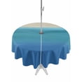 thumbnail image 1 of Outdoor Tablecloths with Umbrella Hole & Zipper, Blue Teal Beige Ombre Round Tablecloth 54 Inch, Modern Abstract Art Abstract Waterproof Table Cloth, Patio/Pool/Picnic Table Covers, 1 of 8