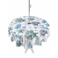 thumbnail image 1 of Outdoor Tablecloths with Umbrella Hole & Zipper, Blue Teal Coastal Round Tablecloths 60 Inch, Coral Starfish Seaside Summer Beach Waterproof Table Cloth, Patio/Pool/Picnic Table Covers, 1 of 8