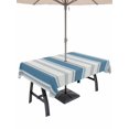 thumbnail image 1 of Outdoor Tablecloths with Umbrella Hole & Zipper, Blue Teal Striped Rectangle Tablecloth 52x70 Inch, Modern Farmhouse Stripe Waterproof Table Cloth, Patio/Pool/Picnic Table Covers, 1 of 8