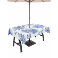 thumbnail image 1 of Outdoor Tablecloths with Umbrella Hole & Zipper, Blue Watercolor Floral Rectangle Tablecloth 60x120 Inch, Spring Flower Abstract Art Waterproof Table Cloth, Patio/Pool/Picnic Table Covers, 1 of 8