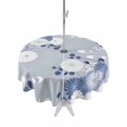thumbnail image 1 of Outdoor Tablecloths with Umbrella Hole & Zipper, Blue White Floral Round Tablecloth 54 Inch, Spring Botanical Leaves Farmhouse Waterproof Table Cloth, Patio/Pool/Picnic Table Covers, 1 of 8