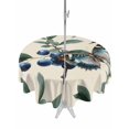 thumbnail image 1 of Outdoor Tablecloths with Umbrella Hole & Zipper, Blueberry Spring Leaves Round Tablecloth 54 Inch, Beige Botanical Branches Waterproof Table Cloth, Patio/Pool/Picnic Table Covers, 1 of 8