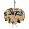thumbnail image 1 of Outdoor Tablecloths with Umbrella Hole & Zipper, Blueberry Spring Leaves Round Tablecloths 60 Inch, Brown Botanical Branches Waterproof Table Cloth, Patio/Pool/Picnic Table Covers, 1 of 8