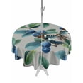 thumbnail image 1 of Outdoor Tablecloths with Umbrella Hole & Zipper, Blueberry Spring Leaves Round Tablecloths 60 Inch, Grey Botanical Branches Waterproof Table Cloth, Patio/Pool/Picnic Table Covers, 1 of 8