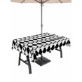 thumbnail image 1 of Outdoor Tablecloths with Umbrella Hole & Zipper, Bohemia 60 x102 Inch Rectangle Tablecloths, Retro Abstract Geometric Pattern Boho Black Waterproof Table Cloth, Patio/Pool/Picnic Table Covers, 1 of 8