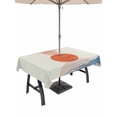 thumbnail image 1 of Outdoor Tablecloths with Umbrella Hole & Zipper, Boho Geometric Rectangle Tablecloth 52x70 Inch, Modern Abstract Art Striped Circle Waterproof Table Cloth, Patio/Pool/Picnic Table Covers, 1 of 8