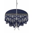 thumbnail image 1 of Outdoor Tablecloths with Umbrella Hole & Zipper, Boho Navy Blue Flower Round Tablecloths 60 Inch, Abstract Bohemia Pesley Floral Waterproof Table Cloth, Patio/Pool/Picnic Table Covers, 1 of 8