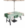 thumbnail image 1 of Outdoor Tablecloths with Umbrella Hole & Zipper, Boho Spring Floral Rectangle Tablecloth 52x70 Inch, Retro Flowers Plants Patchwork Grid Green Waterproof Table Cloth, Patio/Pool/Picnic Table Covers, 1 of 8