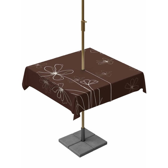 Outdoor Tablecloths with Umbrella Hole & Zipper, Brown 54x54 Inch Square Tablecloths, Spring Flora Waterproof Table Cloth, Patio/Pool/Picnic Table Covers