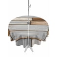 thumbnail image 1 of Outdoor Tablecloths with Umbrella Hole & Zipper, Brown Grey Vintage Round Tablecloths 60 Inch, Retro Farmhouse Elegant Pastoral Waterproof Table Cloth, Patio/Pool/Picnic Table Covers, 1 of 8