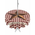 thumbnail image 1 of Outdoor Tablecloths with Umbrella Hole & Zipper, Brown Western Texas Star Vintage Round Tablecloths 60 Inch, Rustic Farmhouse Red Plaid Waterproof Table Cloth, Patio/Pool/Picnic Table Covers, 1 of 8