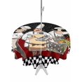 thumbnail image 1 of Outdoor Tablecloths with Umbrella Hole & Zipper, Chef Round Tablecloth 54 Inch, Cartoon Cute Watercolor Cooking Black Plaid Waterproof Table Cloth, Patio/Pool/Picnic Table Covers, 1 of 8