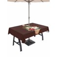 thumbnail image 1 of Outdoor Tablecloths with Umbrella Hole & Zipper, Cherry Blossoms Tablecloth Rectangle 60x84 Inch, Japanese Spring Floral Leaves Rustic Brown Waterproof Table Cloth, Patio/Pool/Picnic Table Covers, 1 of 8