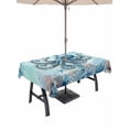 thumbnail image 1 of Outdoor Tablecloths with Umbrella Hole & Zipper, Coastal Octopus Blue Rectangle Tablecloth 52x70 Inch, Summer Beach Nautical Coral Starfish Waterproof Table Cloth, Patio/Pool/Picnic Table Covers, 1 of 8