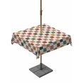 thumbnail image 1 of Outdoor Tablecloths with Umbrella Hole & Zipper, Colorful Checkered 54x54 Inch Square Tablecloths, Vintage Plaid Grid Geometric Beige Waterproof Table Cloth, Patio/Pool/Picnic Table Covers, 1 of 8