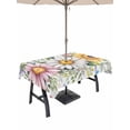 thumbnail image 1 of Outdoor Tablecloths with Umbrella Hole & Zipper, Colorful Daisy Floral Rectangle Tablecloth 60x120 Inch, Spring Flowers Botanical Leaves Rustic Waterproof Table Cloth, Patio/Pool/Picnic Table Covers, 1 of 8