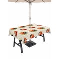 thumbnail image 1 of Outdoor Tablecloths with Umbrella Hole & Zipper, Cute Ladybugs Tablecloth Rectangle 60x84 Inch, Spring Botanical Leaves Beige Waterproof Table Cloth, Patio/Pool/Picnic Table Covers, 1 of 8