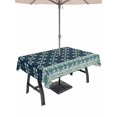 thumbnail image 1 of Outdoor Tablecloths with Umbrella Hole & Zipper, Dark Blue Flowers 54x80 Inch Tablecloth Rectangle, Vintage Rustic Abstract Floral Aesthetic Waterproof Table Cloth, Patio/Pool/Picnic Table Covers, 1 of 8