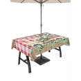 thumbnail image 1 of Outdoor Tablecloths with Umbrella Hole & Zipper, Eucalyptus Trucks Rectangle Tablecloth 60x120 Inch, Spring Rustic Floral Wooden Red Plaid Waterproof Table Cloth, Patio/Pool/Picnic Table Covers, 1 of 8