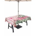 thumbnail image 1 of Outdoor Tablecloths with Umbrella Hole & Zipper, Eucalyptus Trucks Tablecloth Rectangle 60x84 Inch, Spring Farmhouse Floral Leaves Pink Plaid Waterproof Table Cloth, Patio/Pool/Picnic Table Covers, 1 of 8