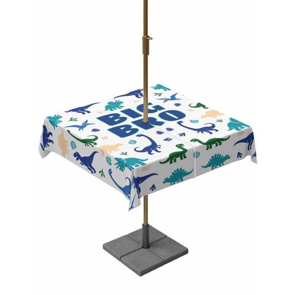 Outdoor Tablecloths with Umbrella Hole & Zipper, Funny Dinosaur 60x60 Inch Square Tablecloths, Cute Dino Blue Cartoon Boys Girls Children Waterproof Table Cloth, Patio/Pool/Picnic Table Covers
