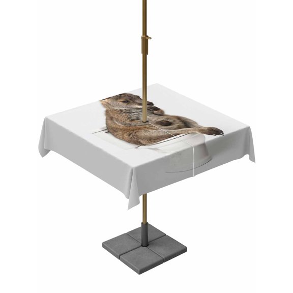 Outdoor Tablecloths with Umbrella Hole & Zipper, Funny Kangaroos 54x54 Inch Square Tablecloths, Cute Art Fun Lovely Animals on Toilets Waterproof Table Cloth, Patio/Pool/Picnic Table Covers