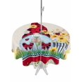 thumbnail image 1 of Outdoor Tablecloths with Umbrella Hole & Zipper, Gnomes Flowers Round Tablecloths 60 Inch, Spring Farmhouse Botanical Floral Striped Waterproof Table Cloth, Patio/Pool/Picnic Table Covers, 1 of 8