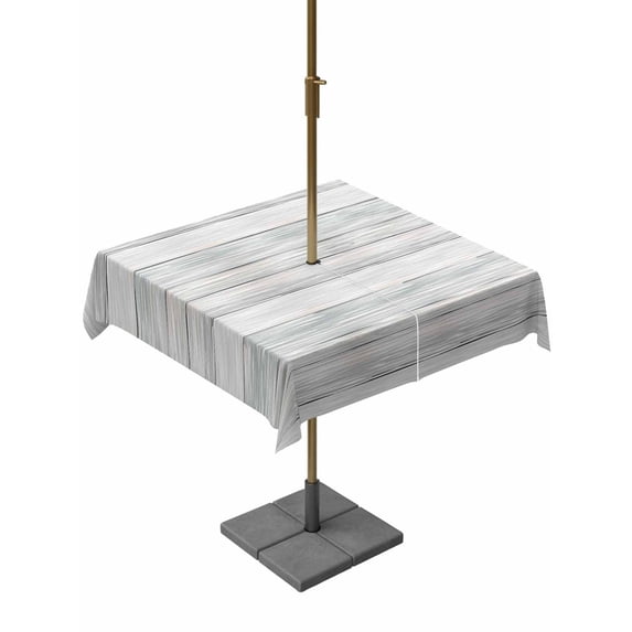 Outdoor Tablecloths with Umbrella Hole & Zipper, Gray Wood 54x54 Inch Square Tablecloths, Modern Art Retro Grey Wooden Textures Waterproof Table Cloth, Patio/Pool/Picnic Table Covers