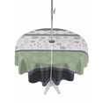 thumbnail image 1 of Outdoor Tablecloths with Umbrella Hole & Zipper, Green Stripes Abstract Round Tablecloth 54 Inch, Geometric Spring Flowers Rustic Waterproof Table Cloth, Patio/Pool/Picnic Table Covers, 1 of 8