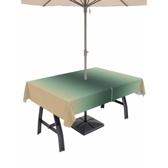 Outdoor Tablecloths with Umbrella Hole & Zipper, Green Yellow Ombre 54x80 Inch Tablecloth Rectangle, Farmhouse Modern Gradient Art Waterproof Table Cloth, Patio/Pool/Picnic Table Covers