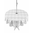 thumbnail image 1 of Outdoor Tablecloths with Umbrella Hole & Zipper, Grey Boho Round Tablecloth 54 Inch, Vintage Ethnic Tribe Abstract Art Waterproof Table Cloth, Patio/Pool/Picnic Table Covers, 1 of 8