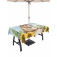 thumbnail image 1 of Outdoor Tablecloths with Umbrella Hole & Zipper, Groundhog Day 54x80 Inch Tablecloth Rectangle, Sunflower Spring Floral Botanical Blue Waterproof Table Cloth, Patio/Pool/Picnic Table Covers, 1 of 8