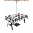 thumbnail image 1 of Outdoor Tablecloths with Umbrella Hole & Zipper, Groundhog Day 60 x102 Inch Rectangle Tablecloths, Red Bow Knot Black Checkered Waterproof Table Cloth, Patio/Pool/Picnic Table Covers, 1 of 8