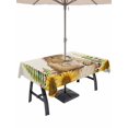 thumbnail image 1 of Outdoor Tablecloths with Umbrella Hole & Zipper, Groundhog Day Tablecloth Rectangle 60x84 Inch, Sunflower Spring Floral Botanical Rustic Waterproof Table Cloth, Patio/Pool/Picnic Table Covers, 1 of 8