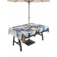 thumbnail image 1 of Outdoor Tablecloths with Umbrella Hole & Zipper, Hello Spring 54x80 Inch Tablecloth Rectangle, Pastoral Purple Bottle Floral Gray Wooden Waterproof Table Cloth, Patio/Pool/Picnic Table Covers, 1 of 8