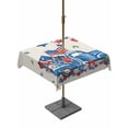 thumbnail image 1 of Outdoor Tablecloths with Umbrella Hole & Zipper, Independence Day 54x54 Inch Square Tablecloths, Farmhouse American Flag Truck Star Burlap Waterproof Table Cloth, Patio/Pool/Picnic Table Covers, 1 of 8