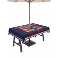 thumbnail image 1 of Outdoor Tablecloths with Umbrella Hole & Zipper, Independence Day Tablecloth Rectangle 60x84 Inch, US Flag Stars Spring Flowers Retro Blue Waterproof Table Cloth, Patio/Pool/Picnic Table Covers, 1 of 8