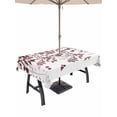 thumbnail image 1 of Outdoor Tablecloths with Umbrella Hole & Zipper, Leaves Tablecloth Rectangle 60x84 Inch, Pink Brown Summer Botanical Waterproof Table Cloth, Patio/Pool/Picnic Table Covers, 1 of 8